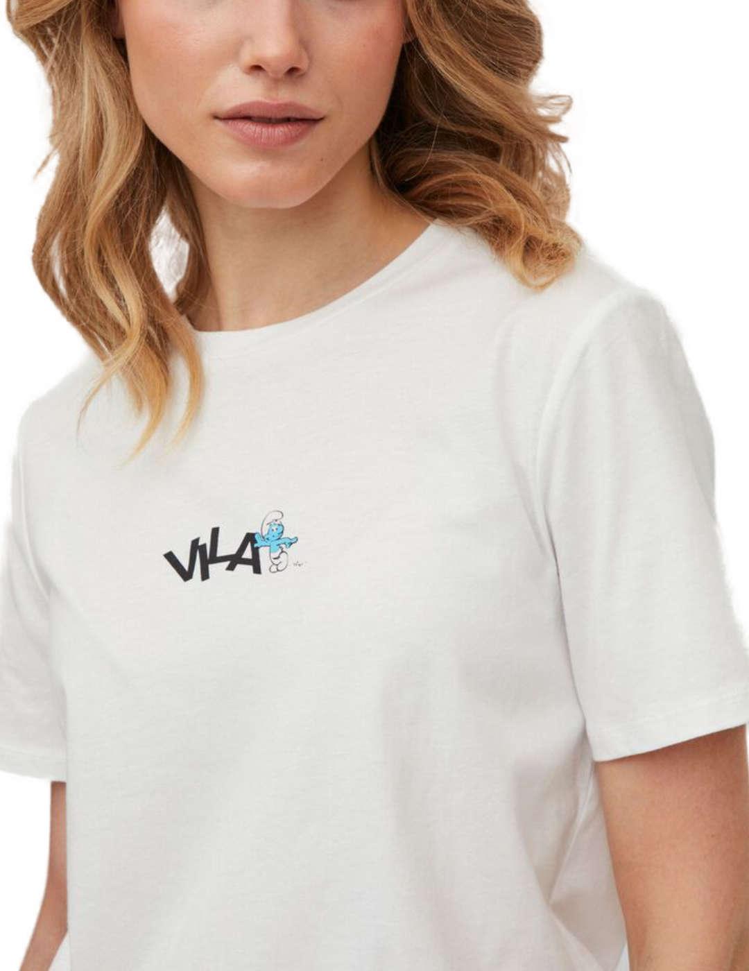 Camiseta Vila Smurfy blanca para mujer -b