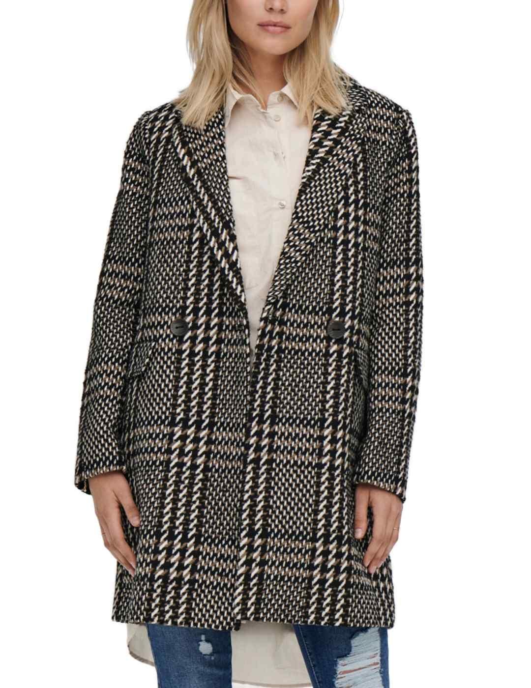 Abrigo Blazer Only cuadros marrón mujer -z