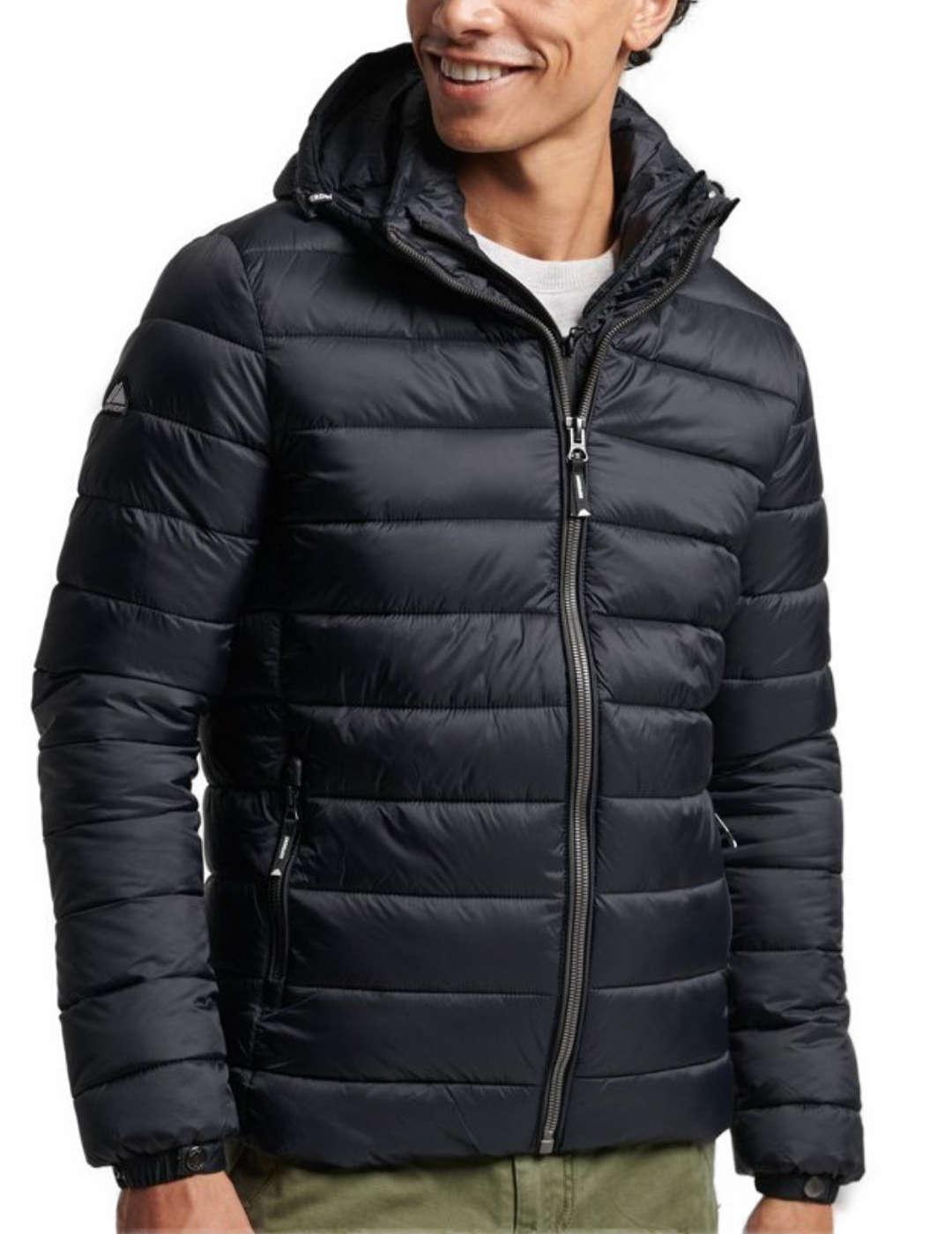 Plumas Superdry con capucha negro de hombre-b