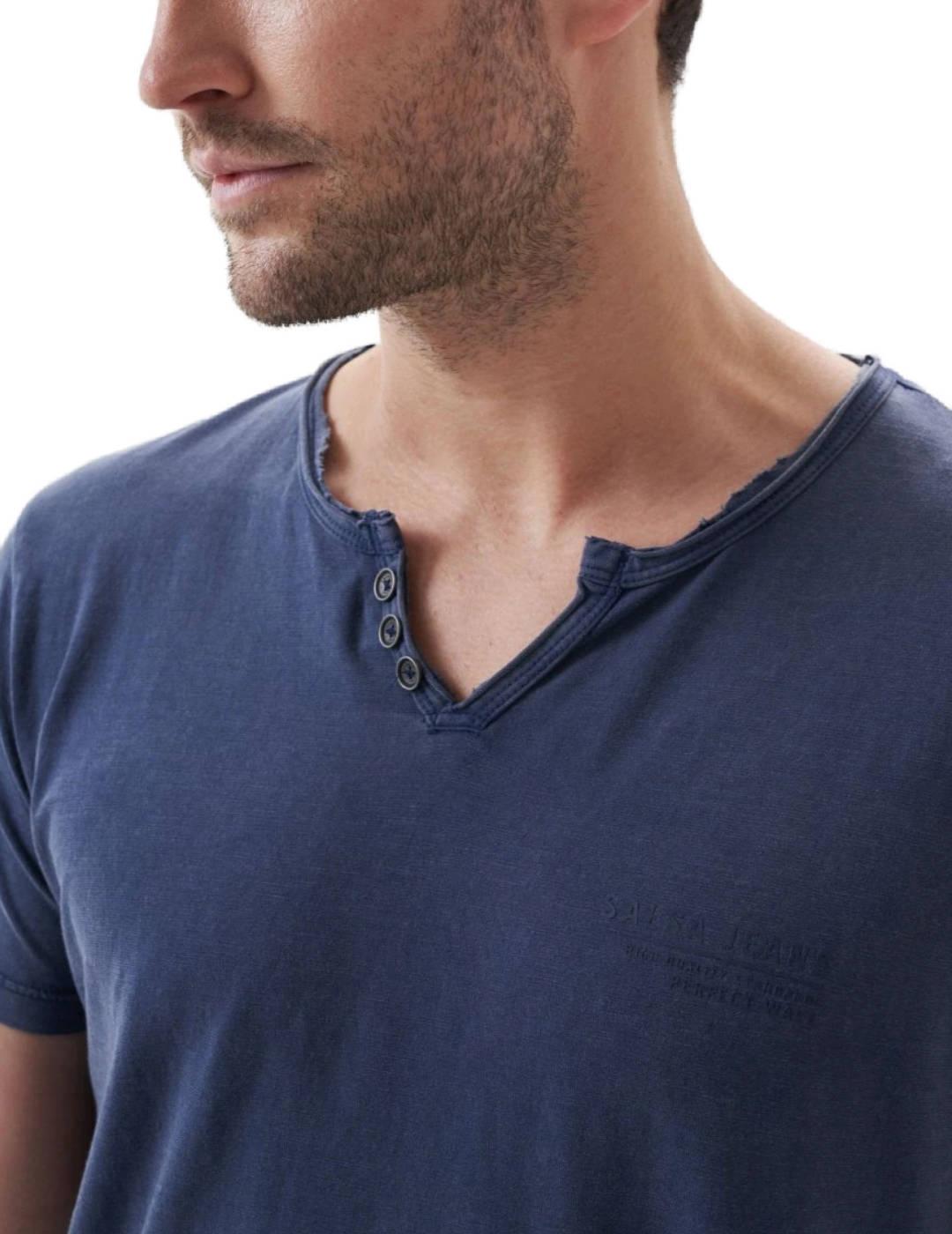 Camiseta Salsa con lavado y escote en V hombre