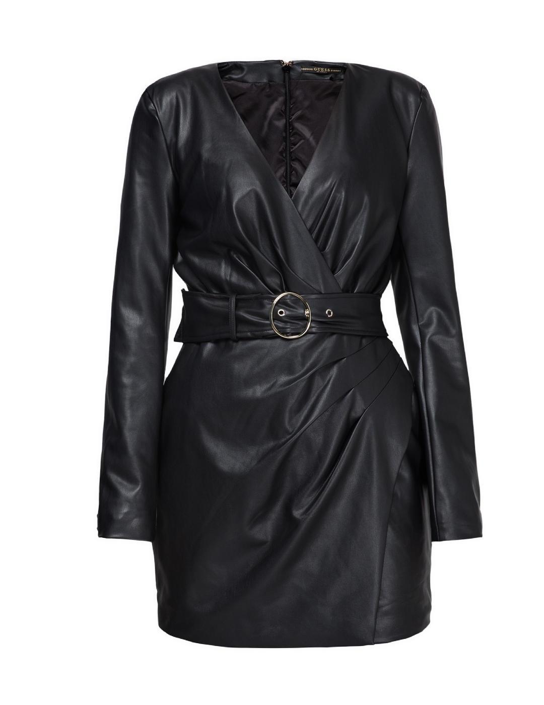 Vestido Guess Veronika negro de polipiel mujer-w