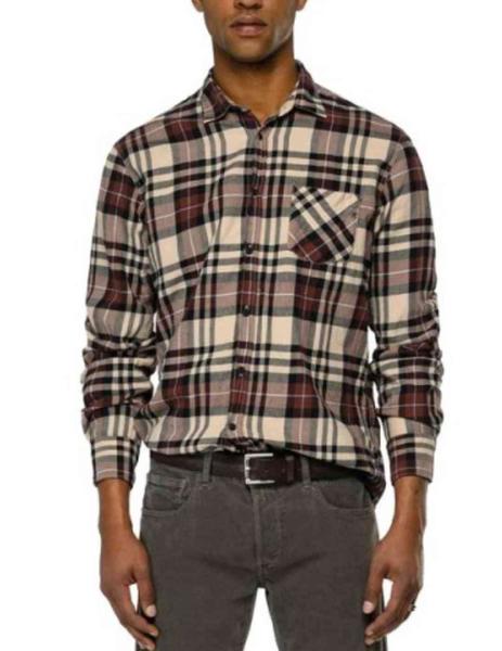 Camisa Replay cuadros beige para hombre z