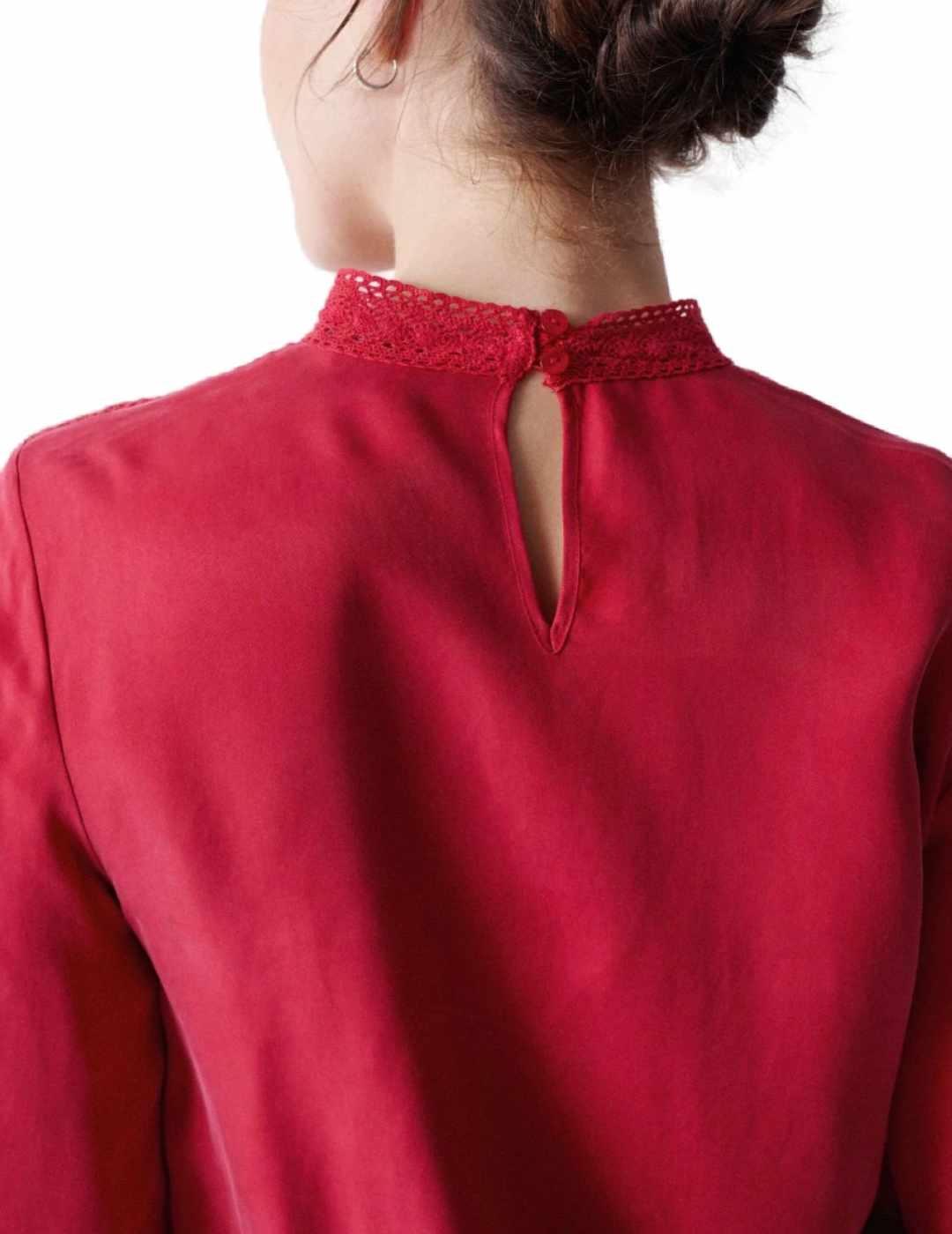 Blusa Salsa detalle de encaje roja para  mujer