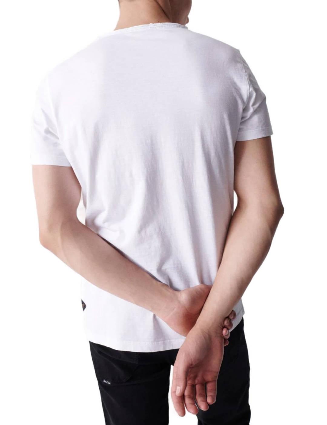 Camiseta Salsa lavado blanco escote en V hombre