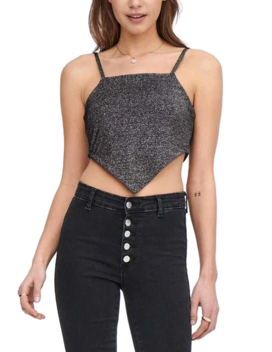 Top Only Riri negro brillo para mujer-z