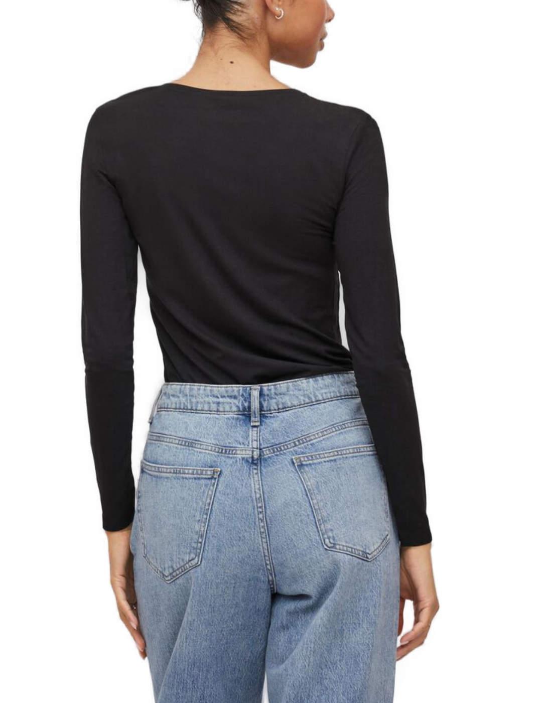 Camiseta Vila Daisy negra manga larga para mujer-c