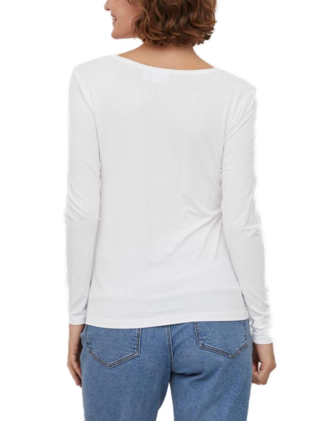 Camiseta Vila Daisy blanca manga larga de mujer-&