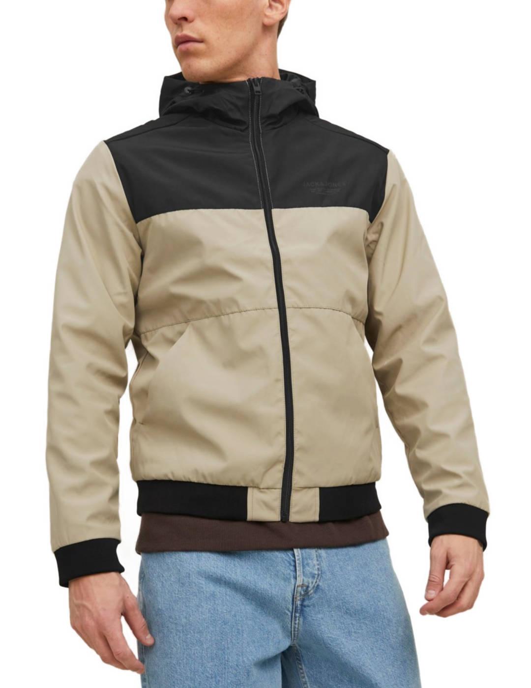 Chaqueta Jack&Jones Seam beige con capucha hombre-c