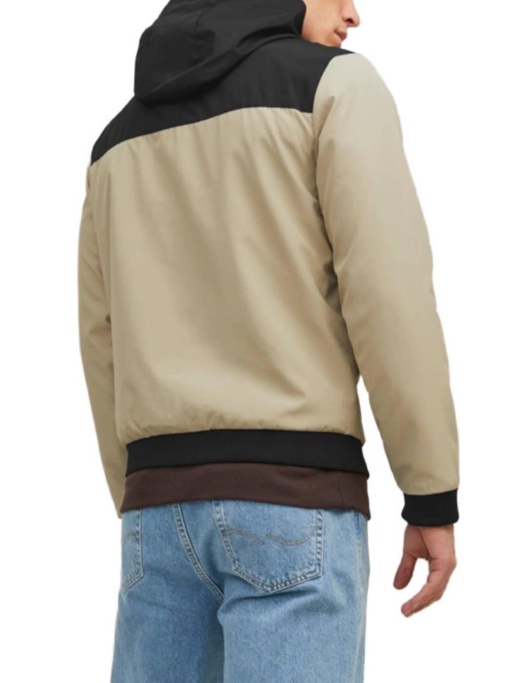 Chaqueta Jack&Jones Seam beige con capucha hombre-c