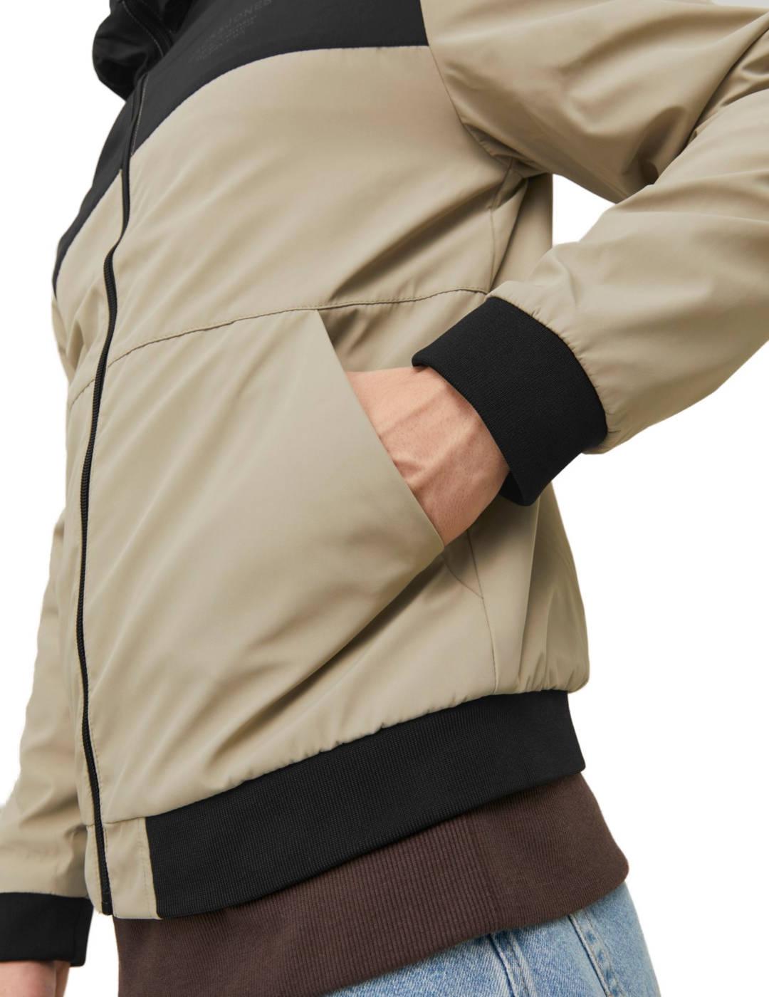 Chaqueta Jack&Jones Seam beige con capucha hombre-c