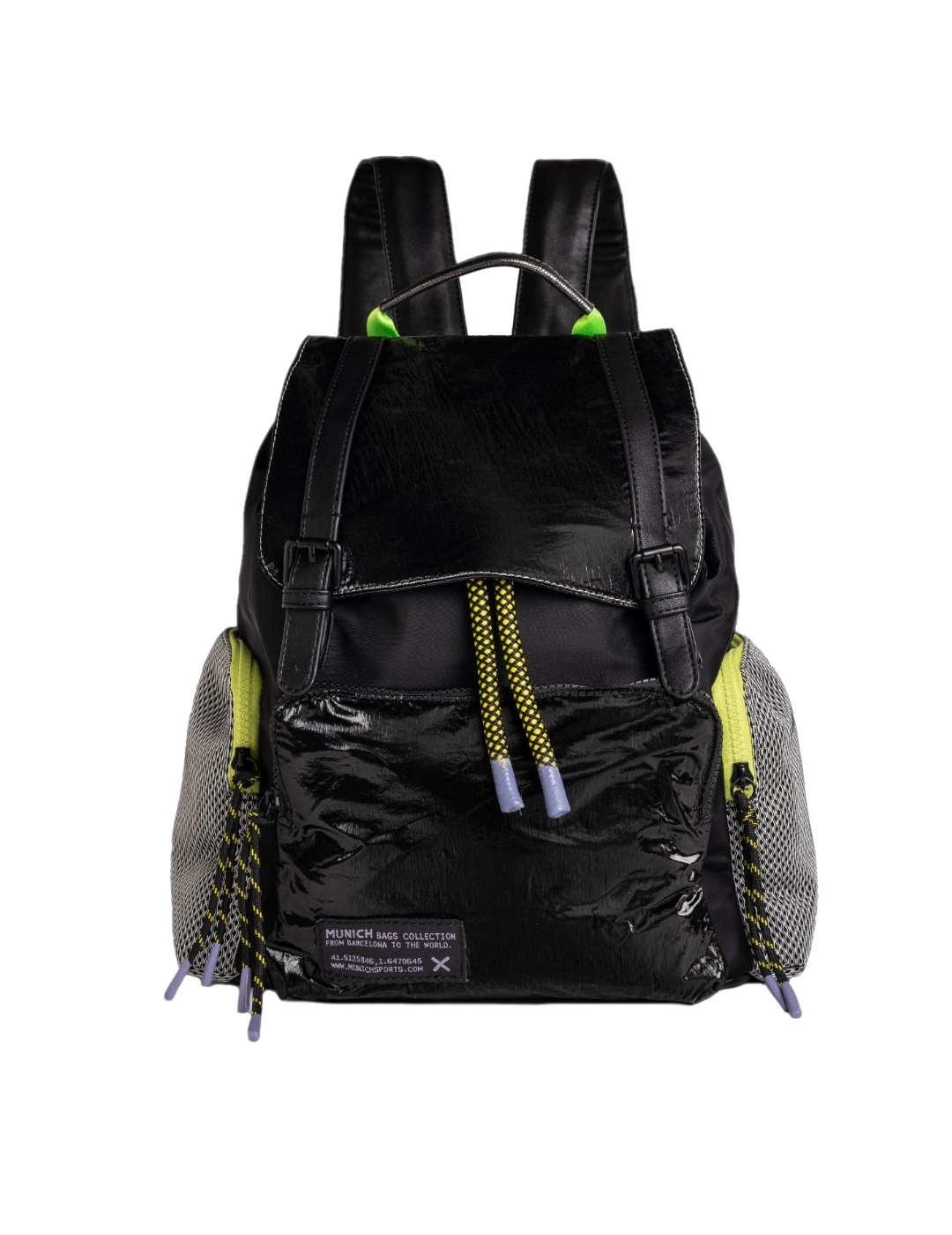 Mochila Munich negro charol para mujer-c