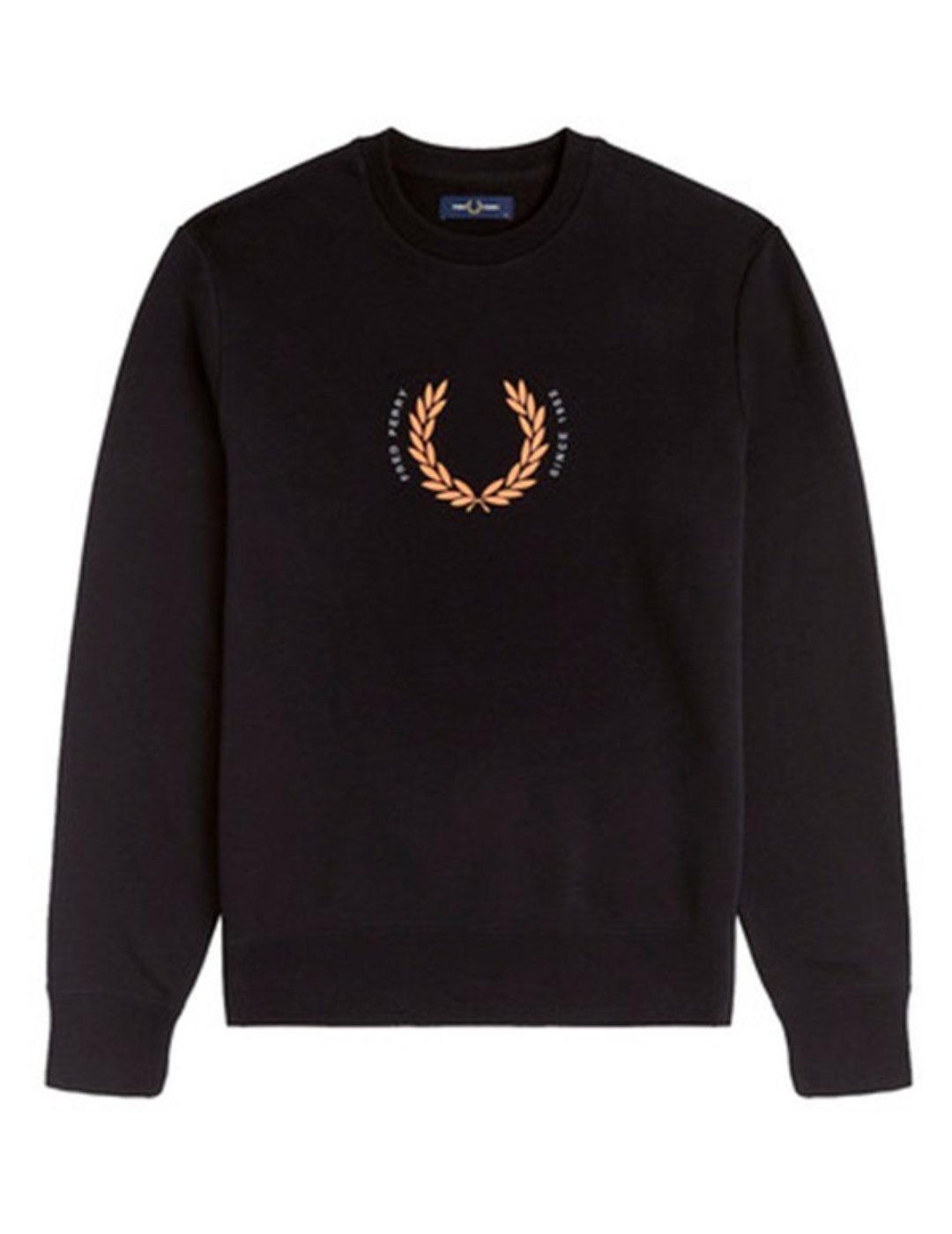 Jersey Fred Perry BAS negro con logo pecho camel para hombre