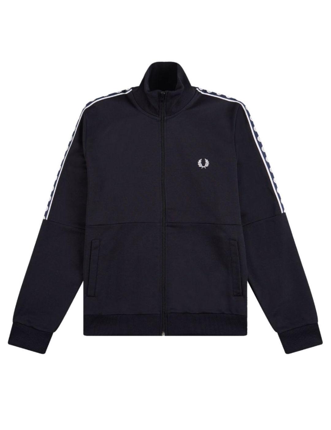 Sudadera Fred Perry marino logo blanco y cinta blanca hombre