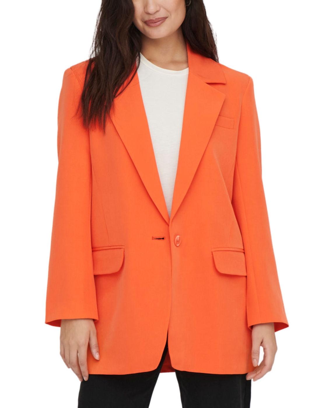 Blazer Only Lana naranja larga para mujer