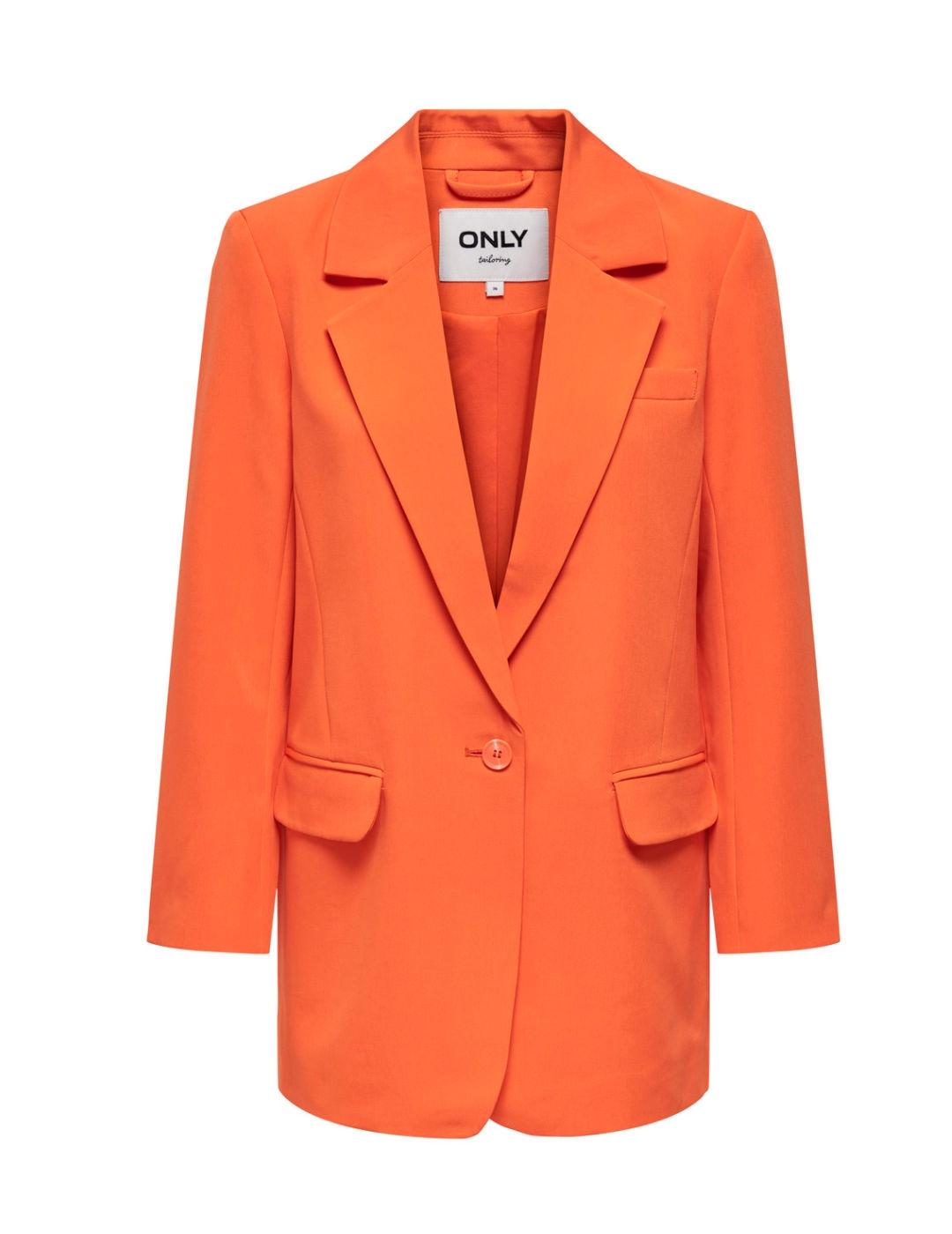 Blazer Only Lana naranja larga para mujer