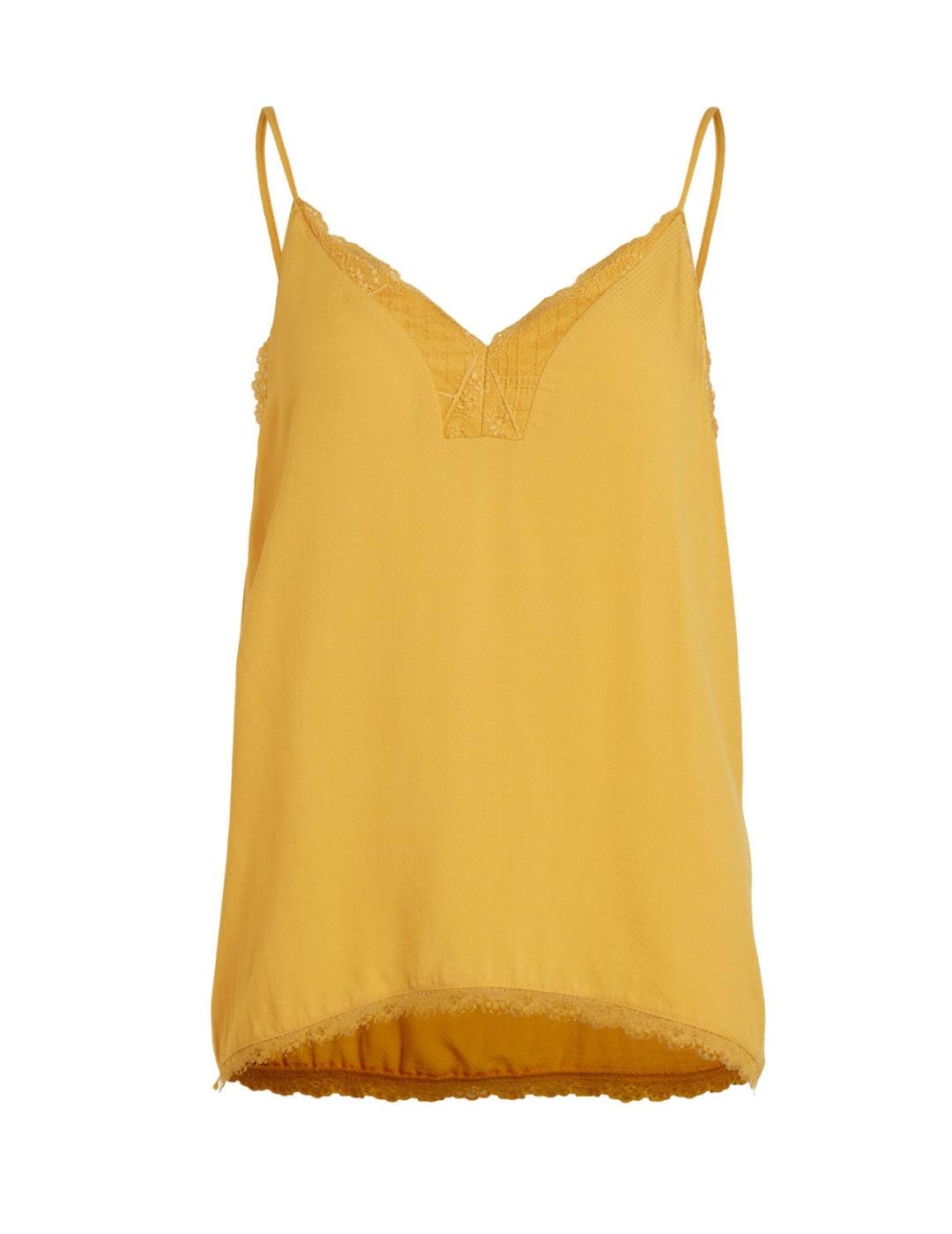 Top de tiras Vila Ania Cosi amarillo acanalado para mujer