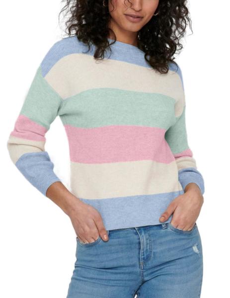 Jersey Only Atia rayas multicolor en tonos pastel de mujer