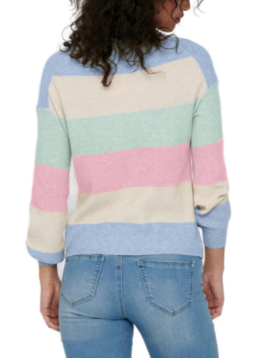 Jersey Only Atia rayas multicolor en tonos pastel de mujer