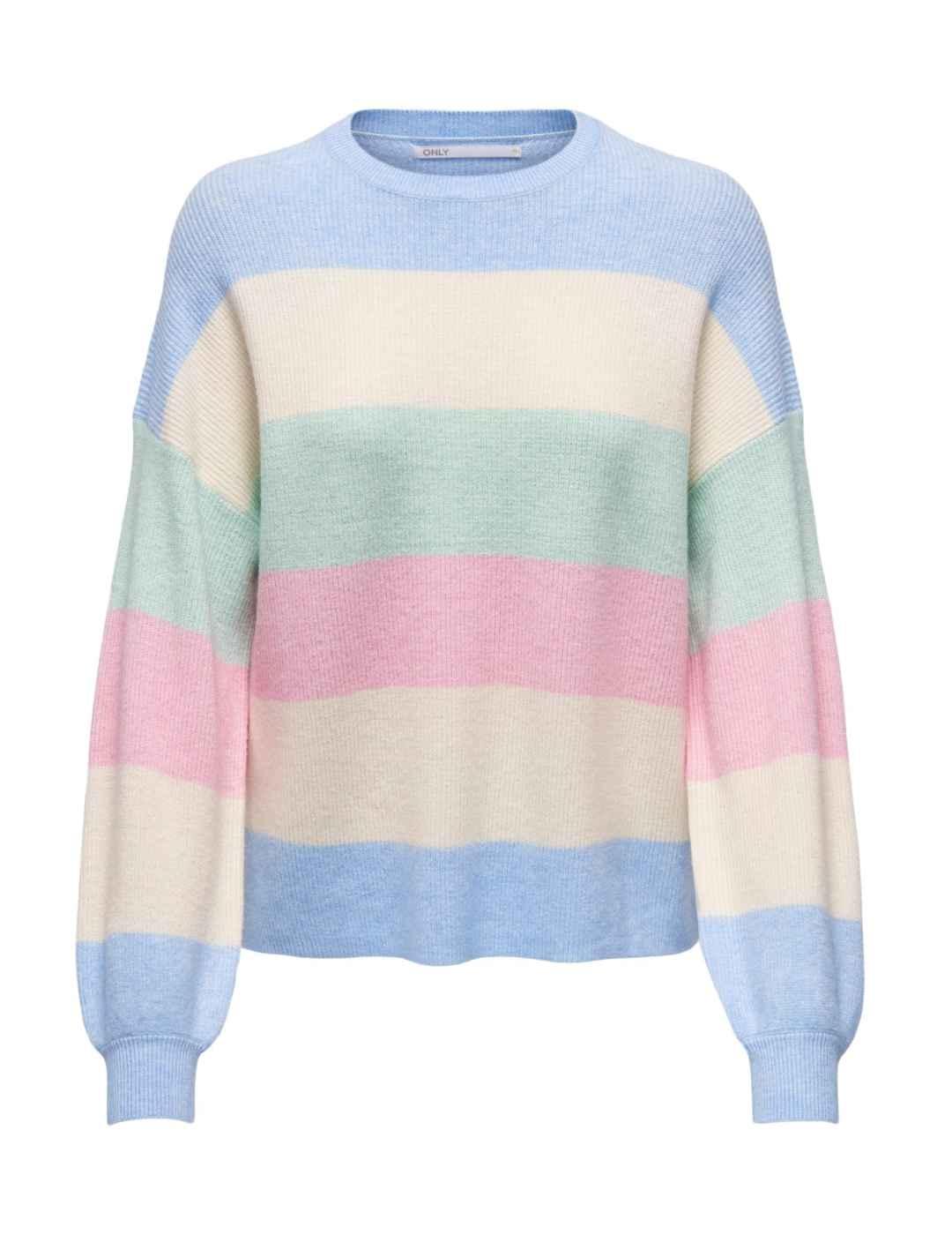 Jersey Only Atia rayas multicolor en tonos pastel de mujer