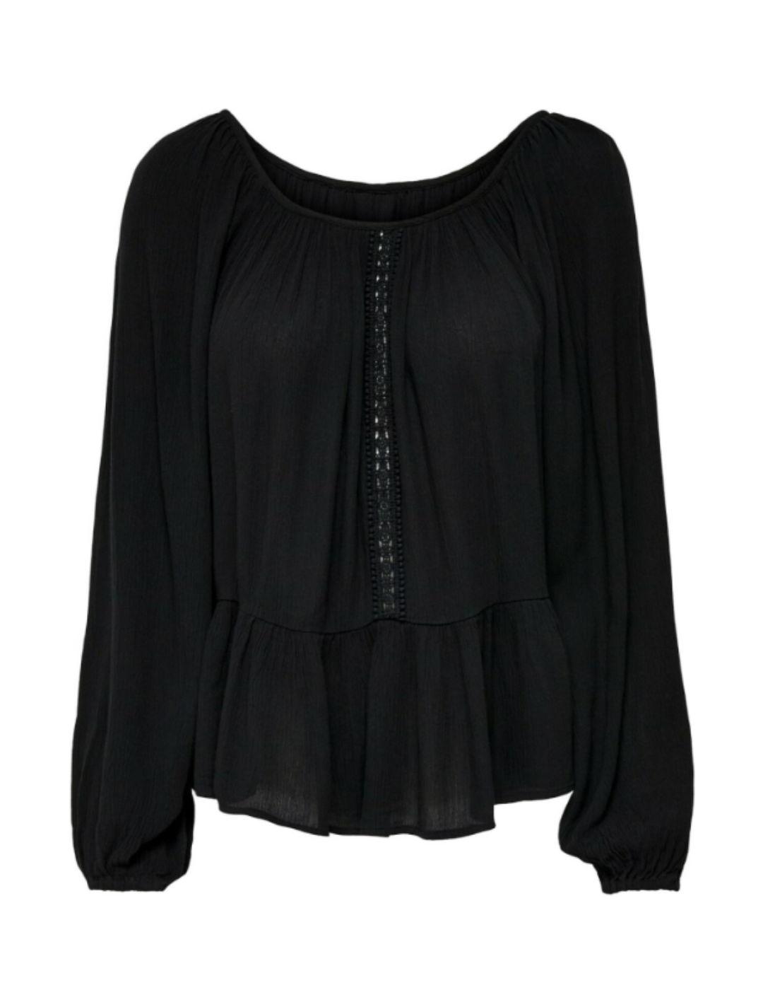 Blusa Only Lalma negra encaje para mujer