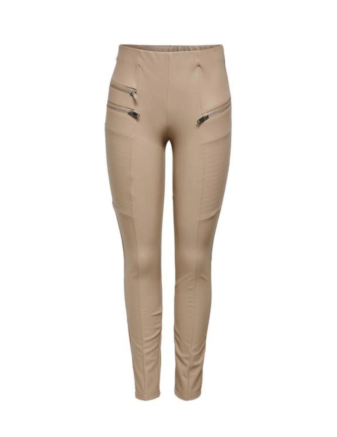 Legging Only Miri camel de polipiel para mujer