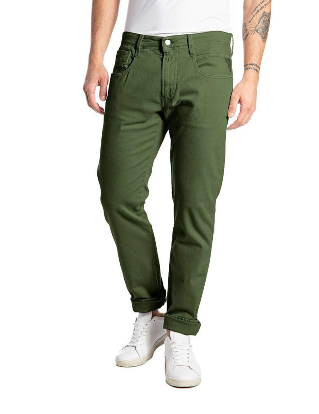 Pantalon vaquero Replay verde slim para hombre