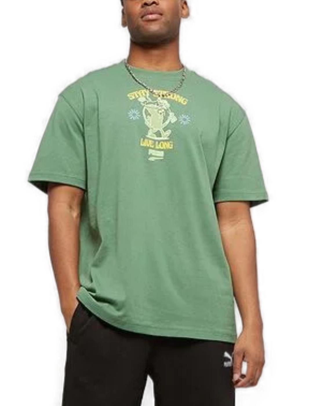 Camiseta Puma Dowtown verde manga corta para hombre