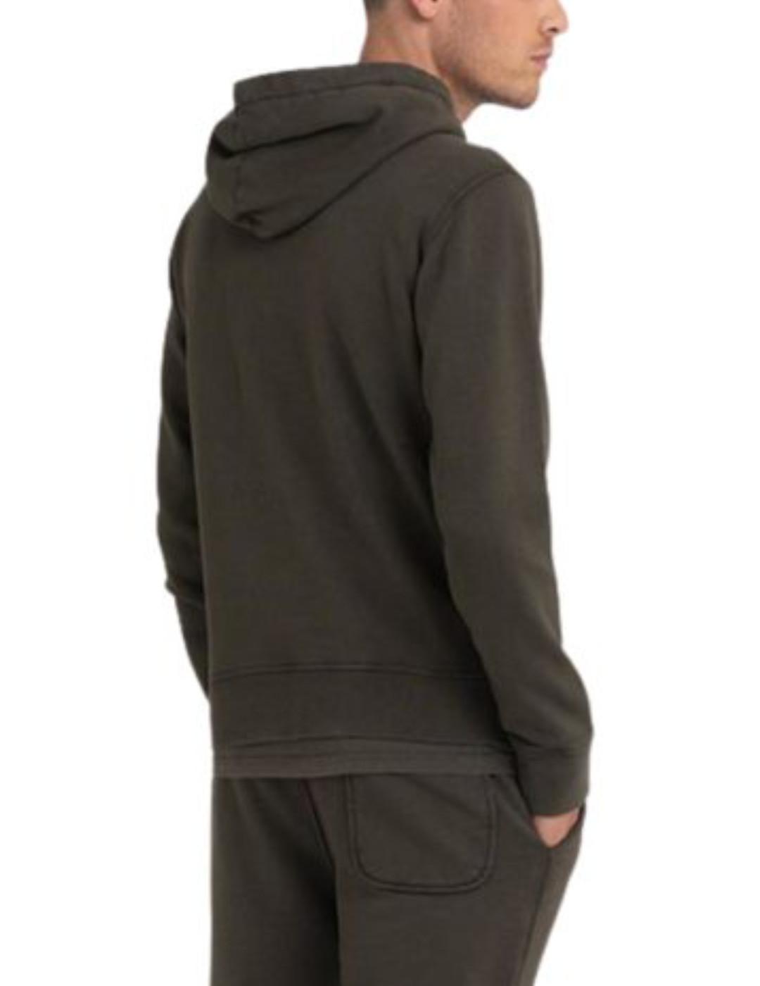 Sudadera Replay con capucha verde kaki para hombre