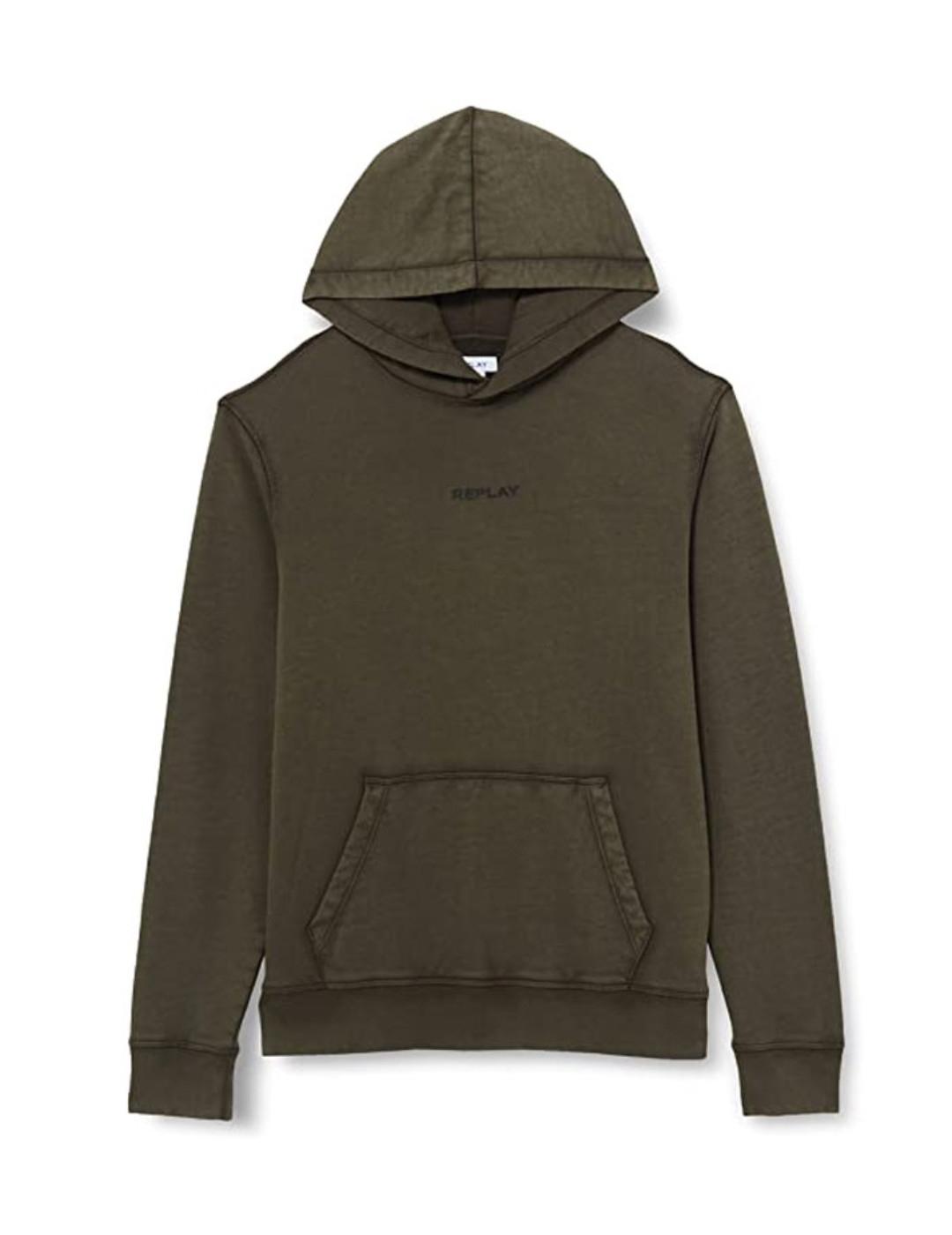 Sudadera Replay con capucha verde kaki para hombre