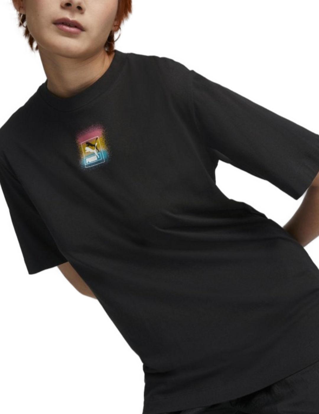 Camiseta Puma manga corta de color negra para mujer