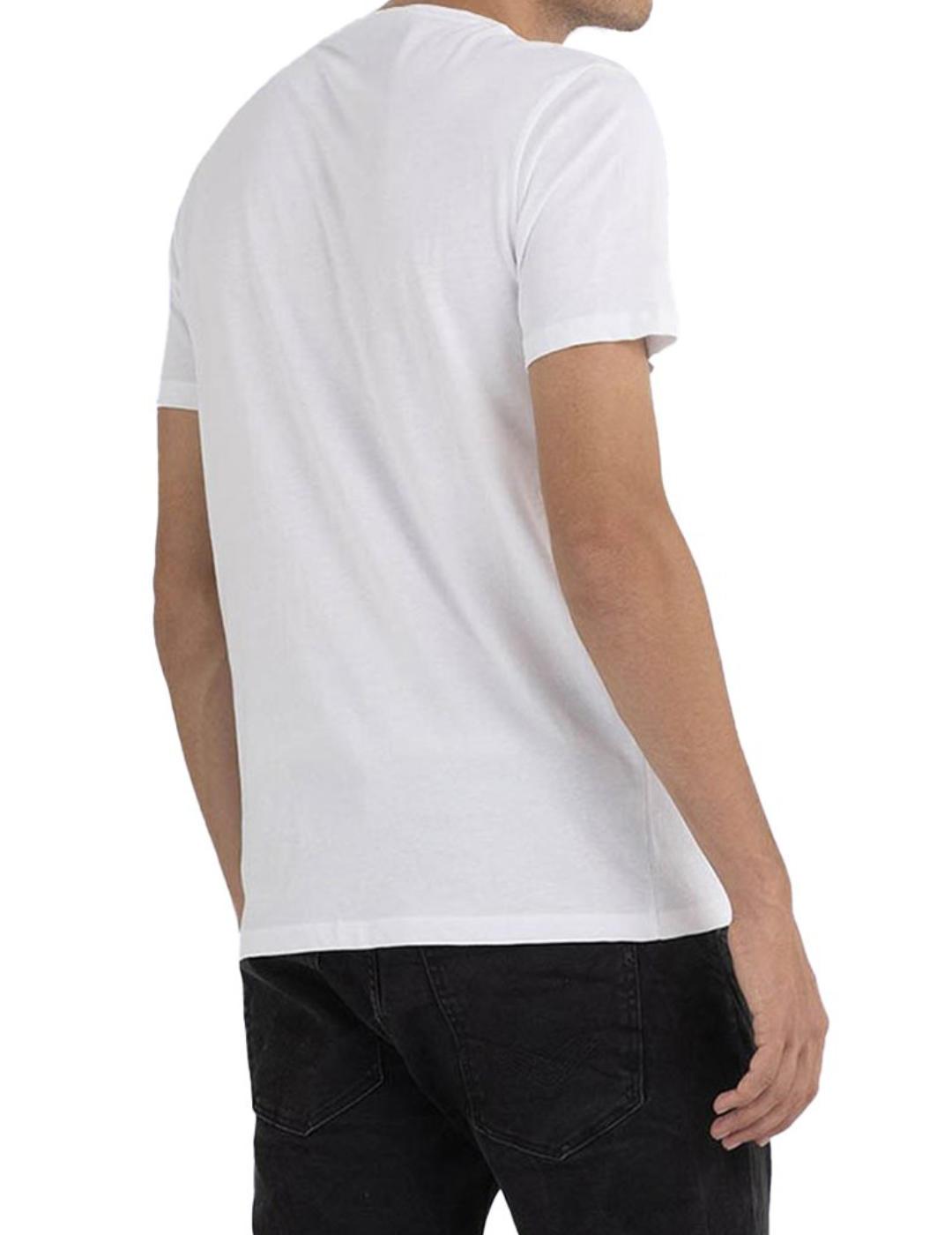 Camiseta de manga corta  Replay blanca estampado para hombre