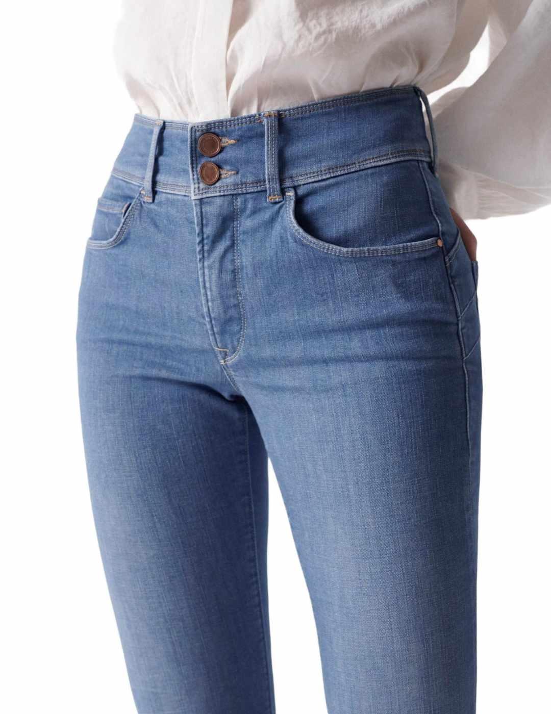 Pantalón vaquero Salsa Push In Secret slim azul claro mujer