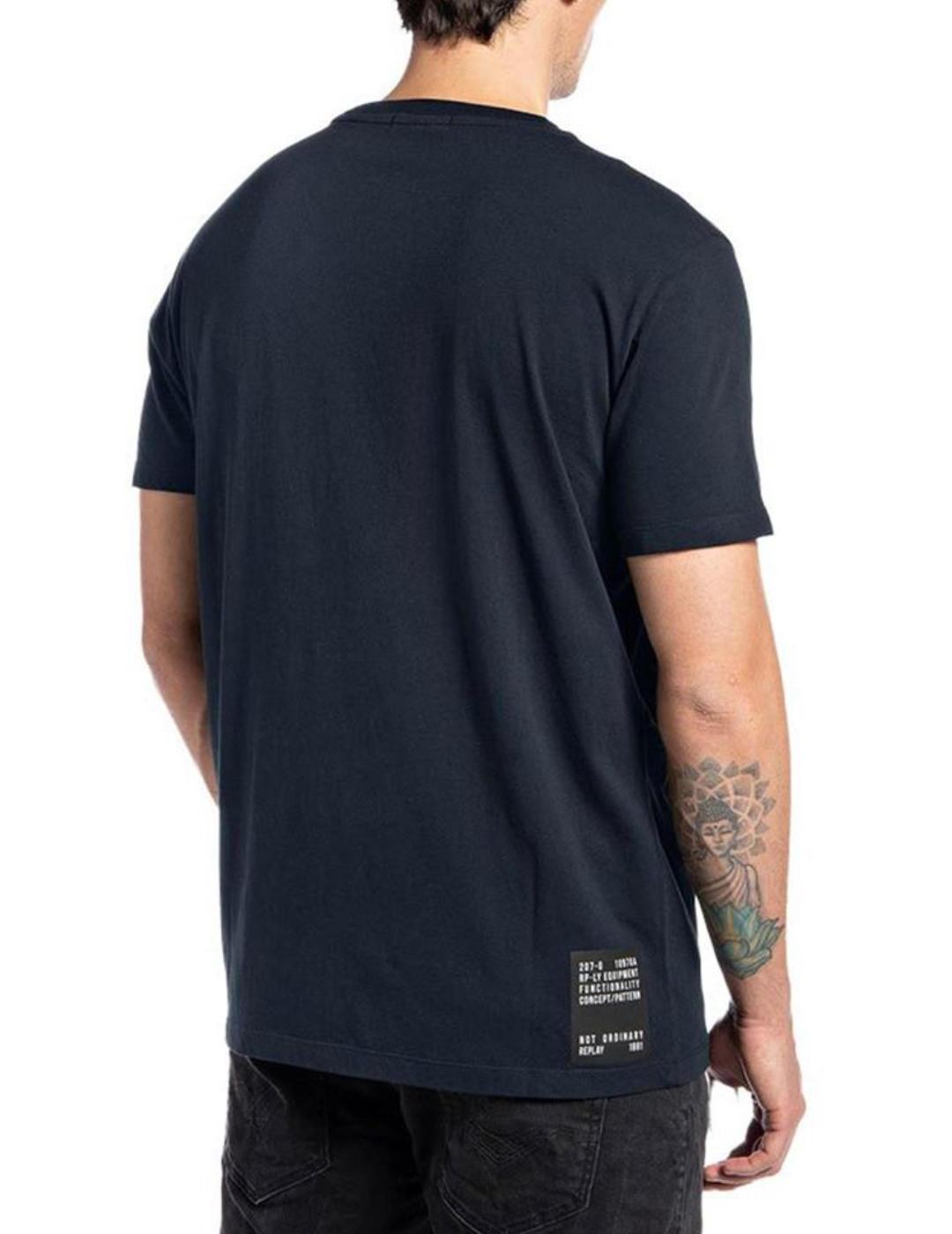 Camiseta Replay marino manga corta para hombre
