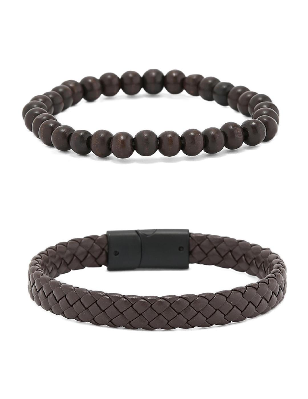 Pack de dos pulseras Jack&Jones marrones de hombre