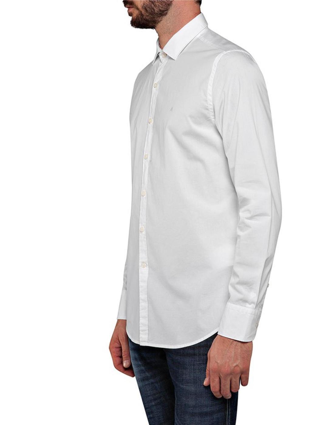Camisa Replay blanca  básica manga larga para hombre