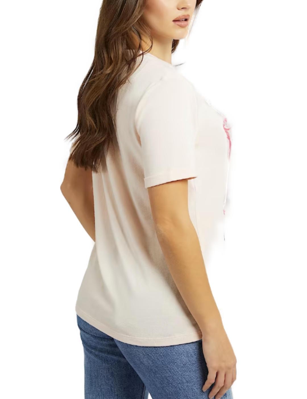 Camiseta Guess Adelina blanco roto manga corta para mujer