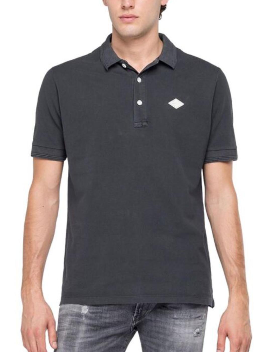 Polo Replay negro detalle blanco manga corta de hombre