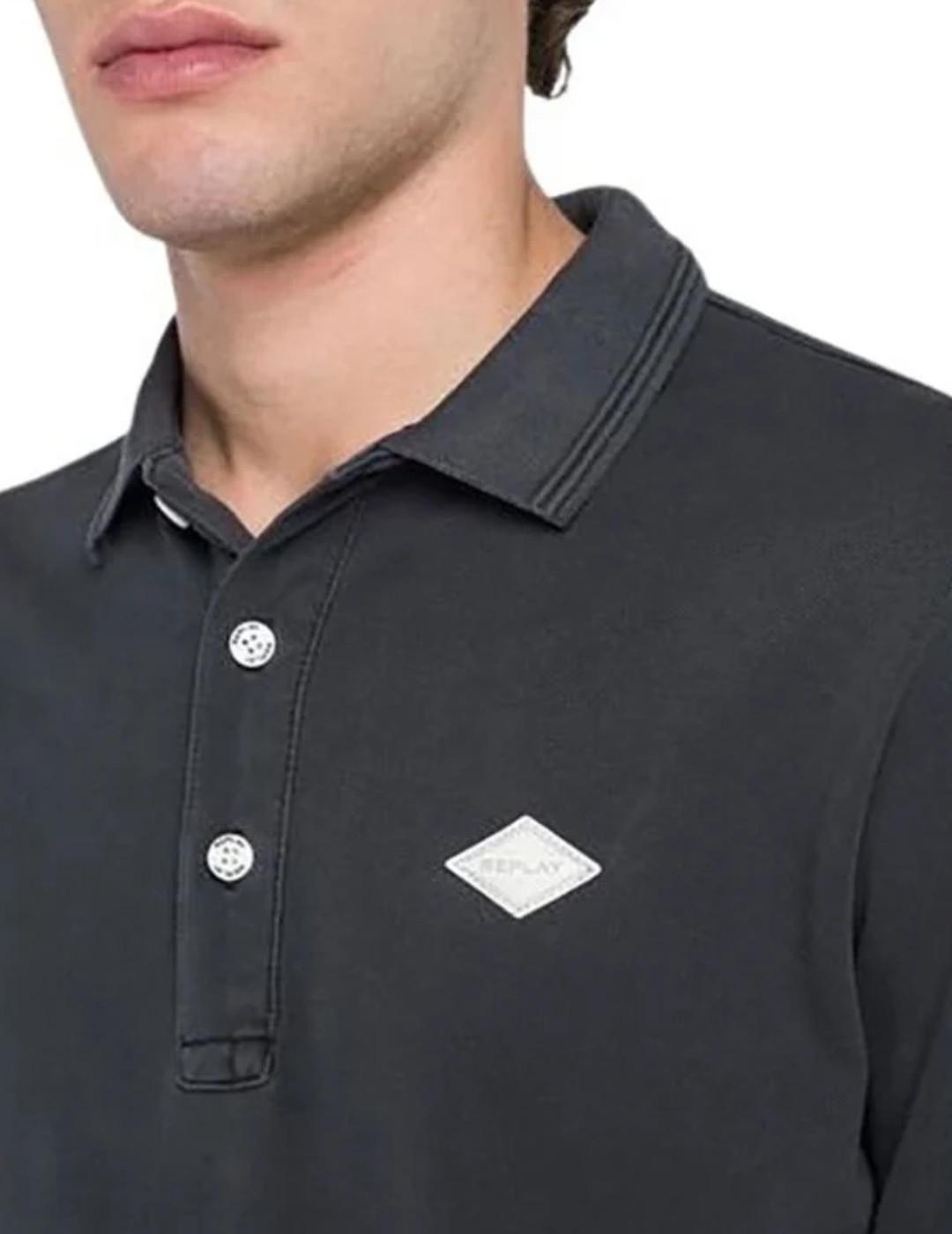 Polo Replay negro detalle blanco manga corta de hombre