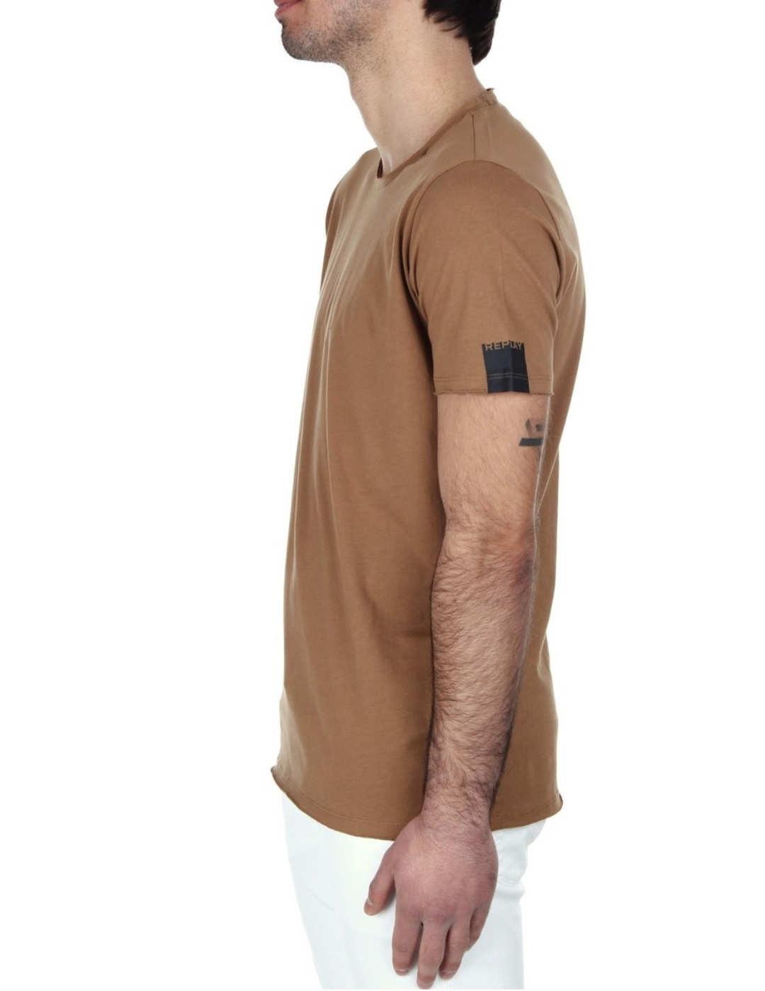 Camiseta Replay de manga corta marrón de hombre