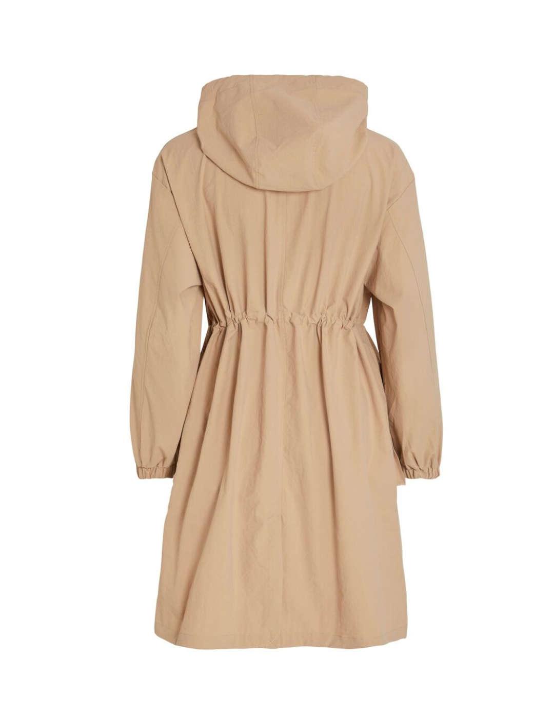 Parka Vila Liana beige larga con capucha para mujer