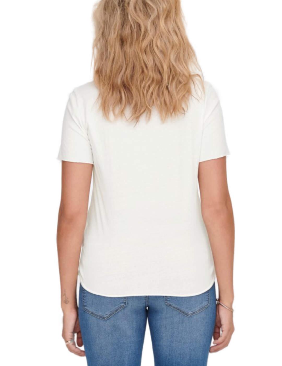 Camiseta Only de manga corta blanca con águila de mujer