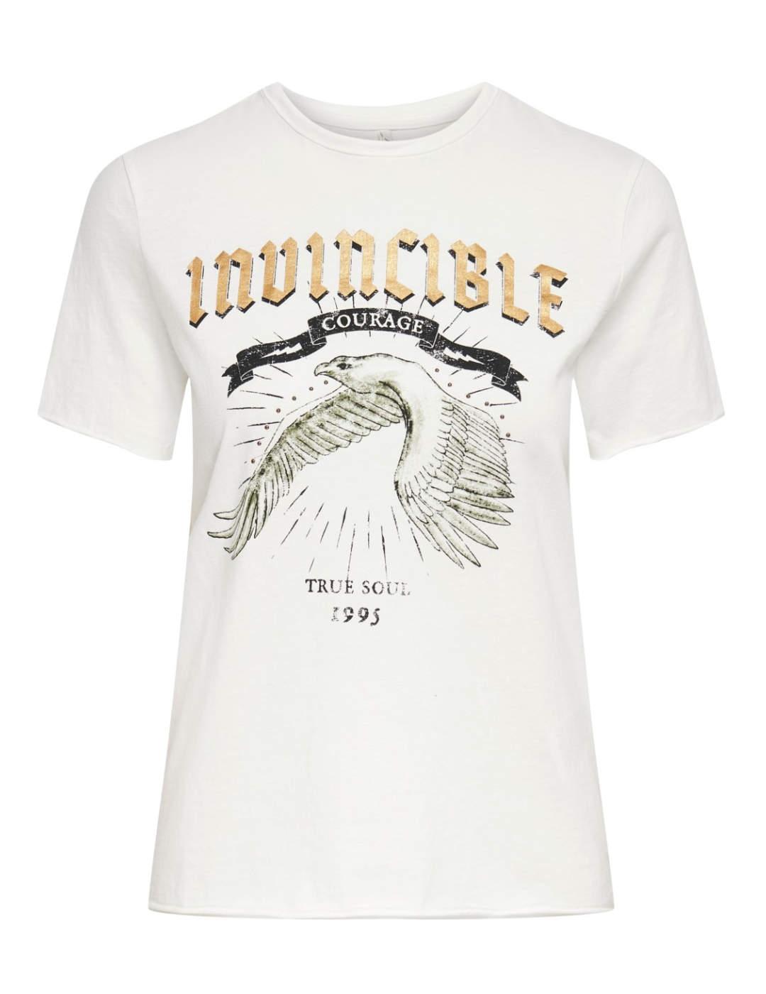Camiseta Only de manga corta blanca con águila de mujer