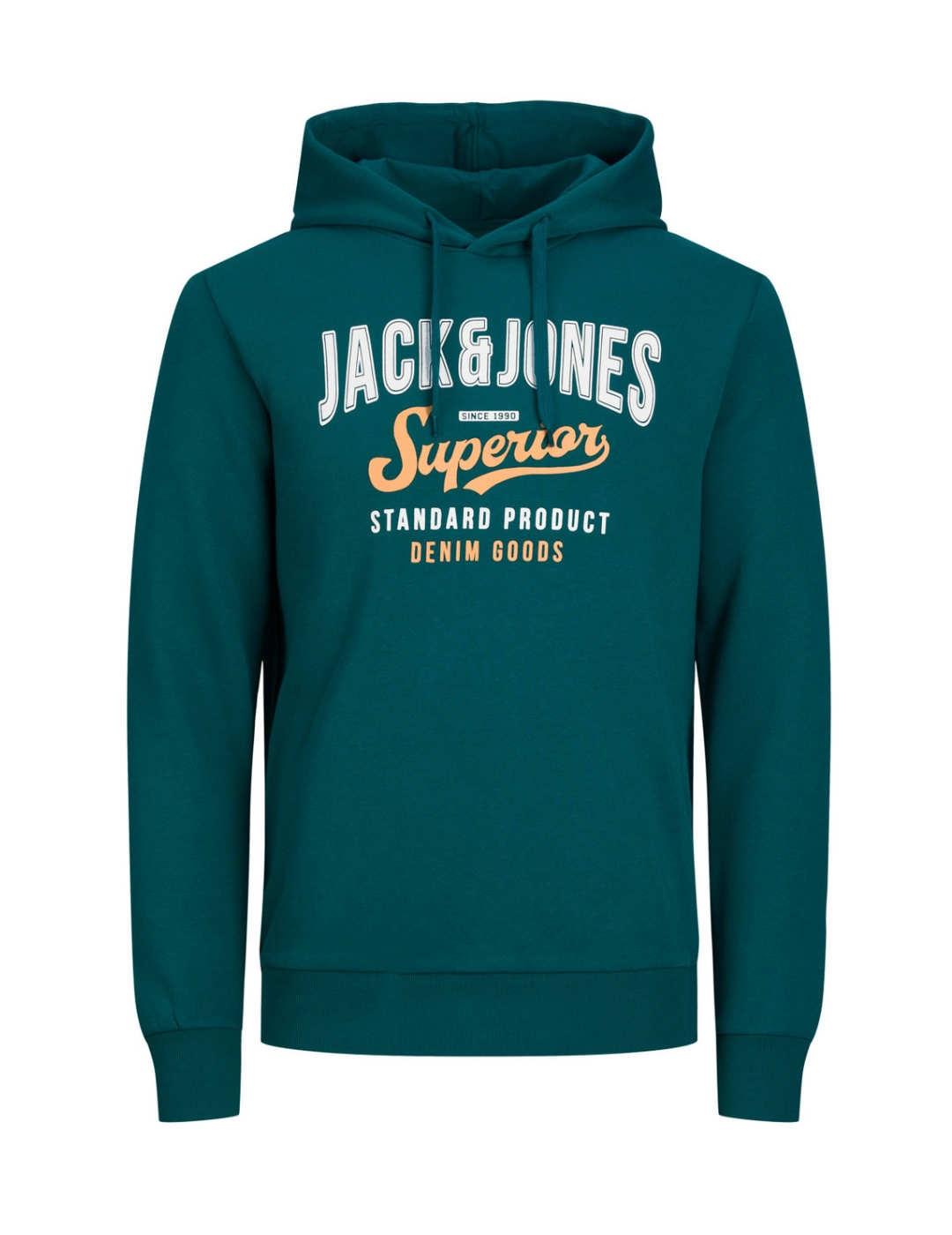 Sudadera Jack&Jones Logo verde con capucha para hombre