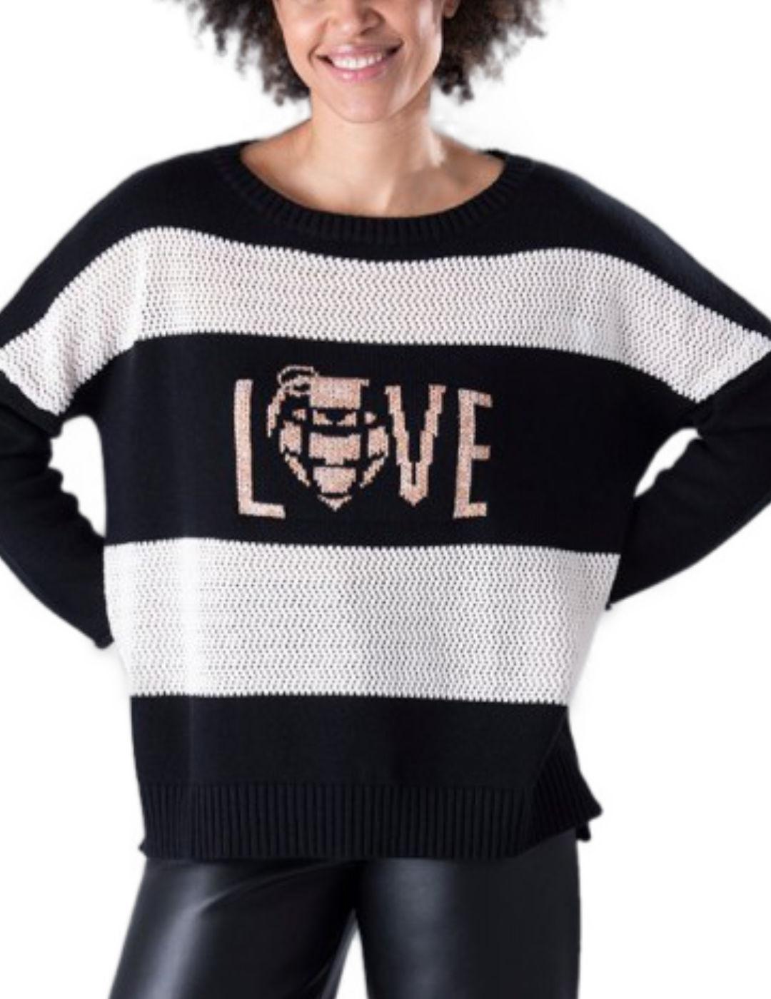 Jersey Animosa Love Explosion negro y blanco para mujer