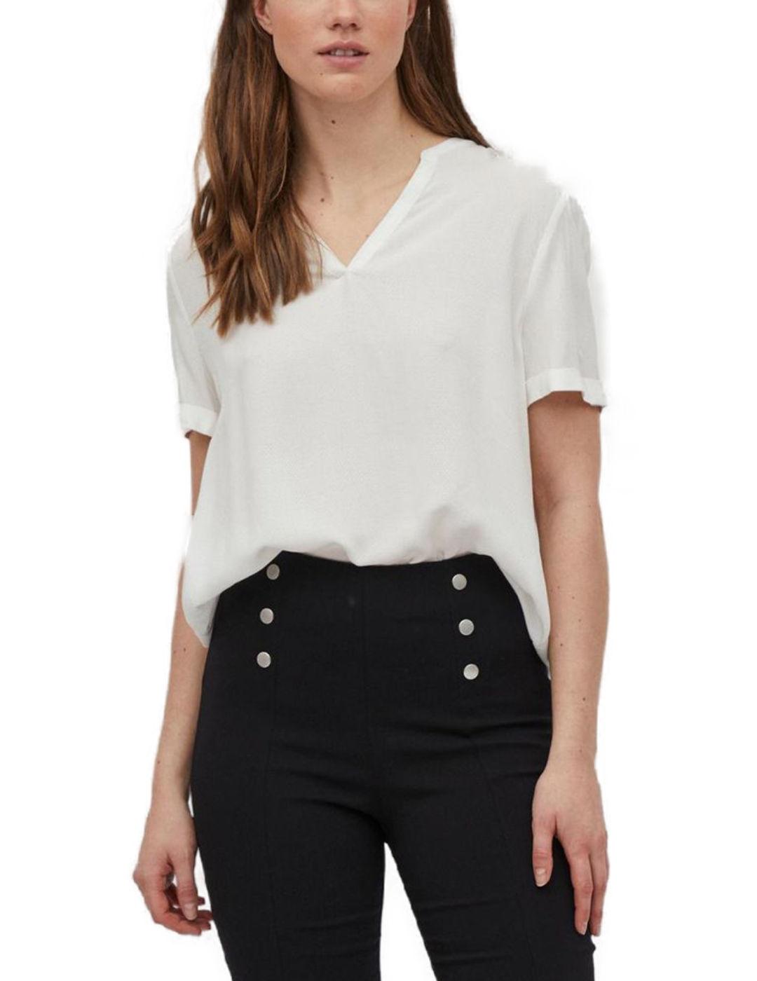 Blusa Vila blanca Noos manga corta mujer -