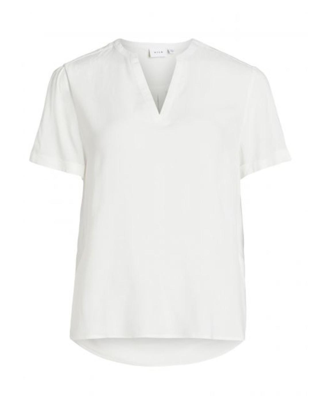 Blusa Vila blanca Noos manga corta mujer -&