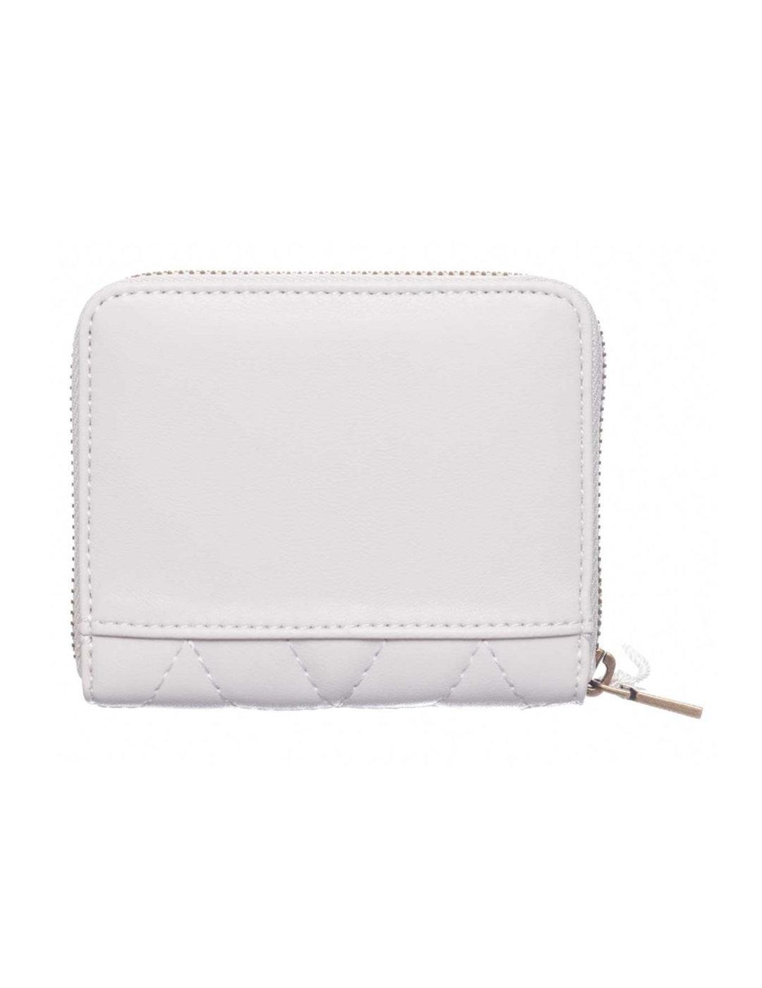 Cartera Guess Elenia color blanco roto guateada para mujer