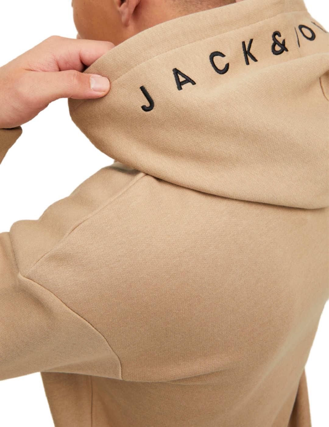 Sudadera Jack&Jones Star beige con capucha para hombre
