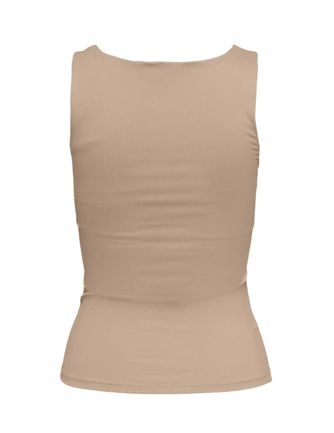 Camiseta Only Ea beige de tirante ancho para mujer