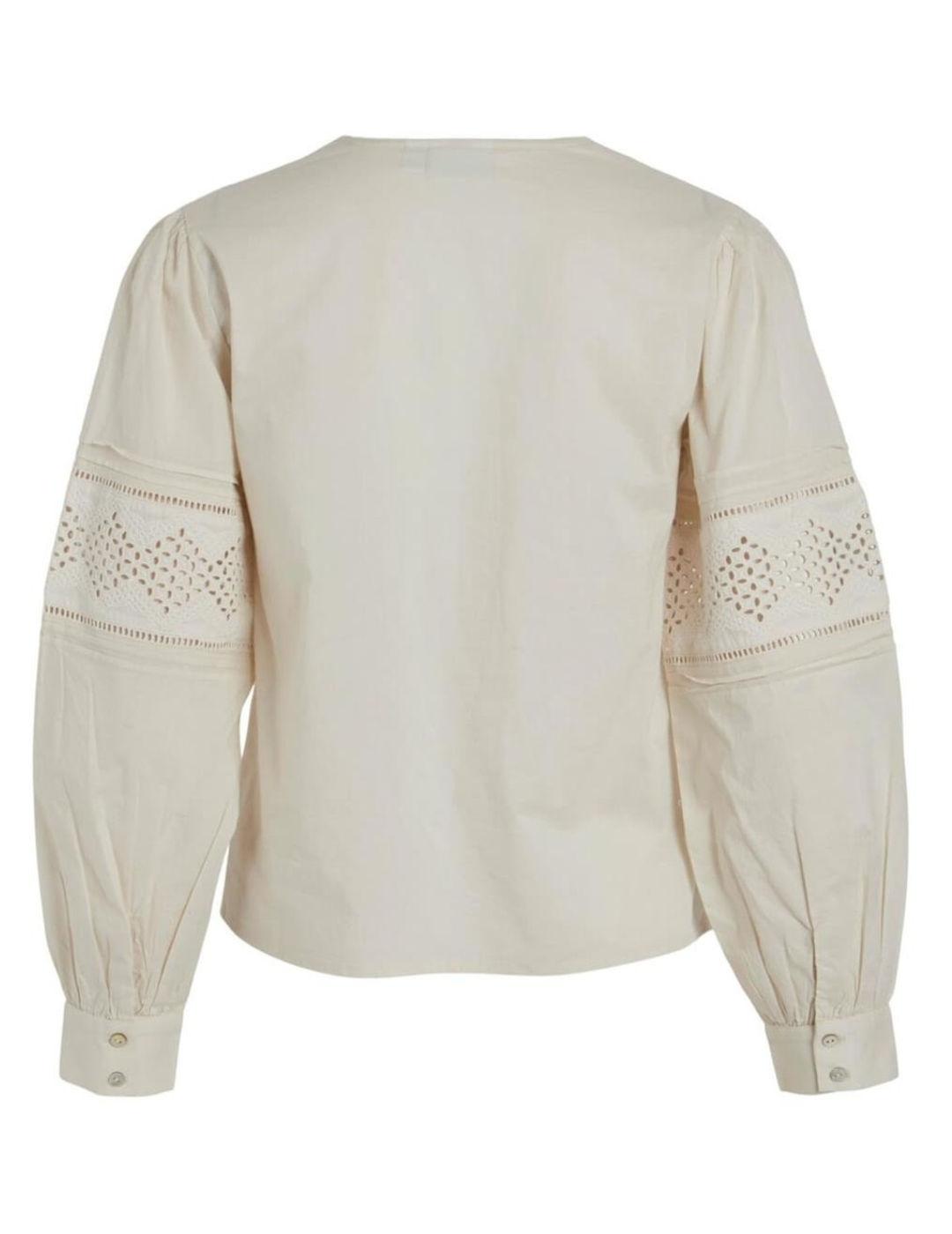 Blusa Vila Siekki beige ibicenca manga larga para mujer